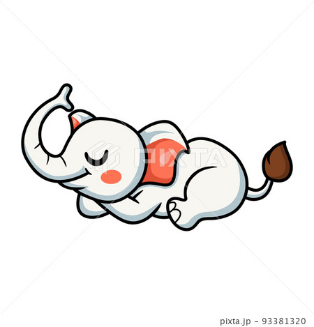 Cute little elephant cartoon sleeping	 93381320