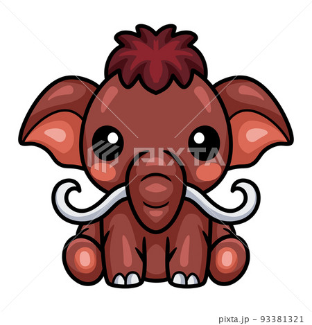 Cute little mammoth cartoon sitting Cute little mammoth cartoon sitting 93381321
