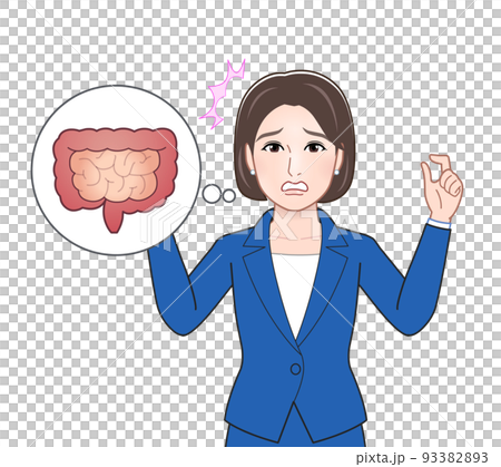 Illustration of a person explaining physical troubles 93382893