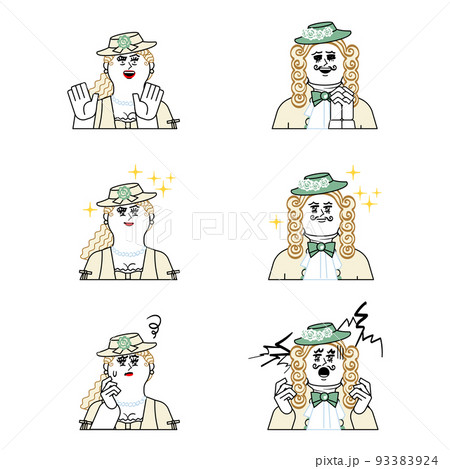 中世貴族風の男女_表情セット 93383924