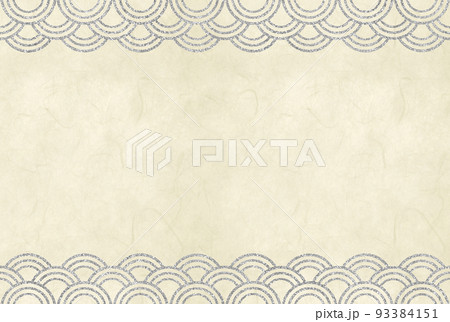 背景素材　三重の青海波と和紙　シルバー 93384151
