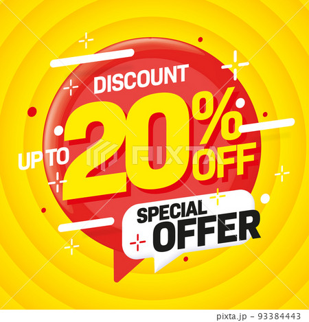 Twenty percent off discount special offer banner with concentric circles 93384443