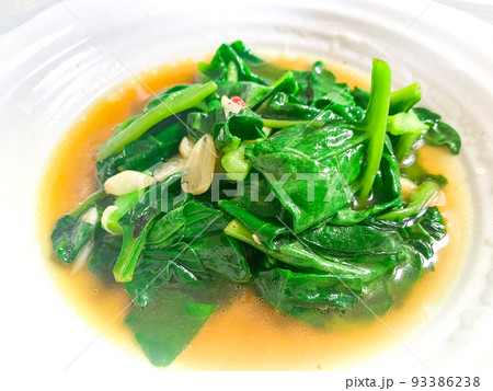 中国家庭料理・蒜泥炒紫角叶(つるむらさきのにんにく炒め) 中国家庭料理・蒜泥炒紫角叶(つるむらさきのにんにく炒め) 93386238