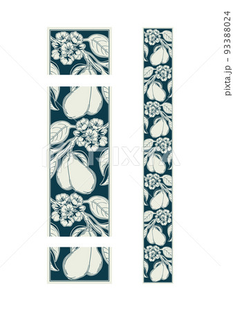 seamless decorative ornamental border with pear 93388024