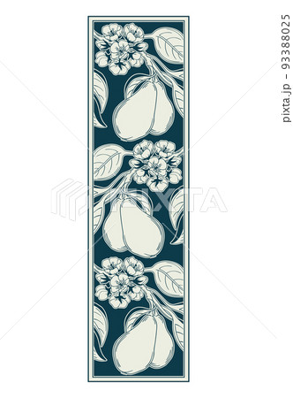 decorative ornamental vignette with pears decorative ornamental vignette with pears 93388025