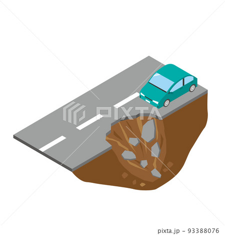 道路の陥没と自動車 93388076