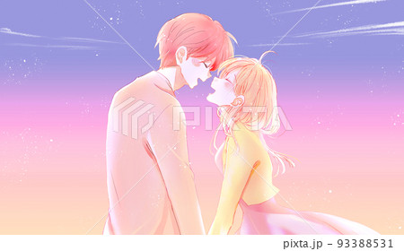 幸せそうな男女　秋　夕暮れ 93388531