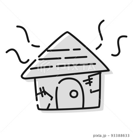老朽化した家のイラスト 白黒 のイラスト素材