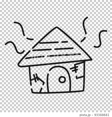 老朽化した家のイラスト（白黒） 93388681