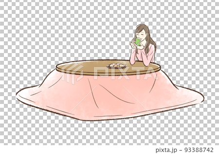 A young woman relaxing at a kotatsu_no background 93388742