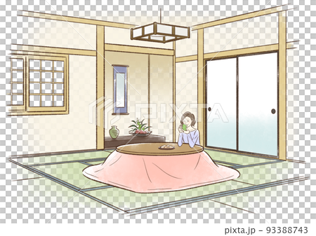 こたつでくつろぐ中年女性 93388743