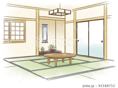 一般住宅の和室とテーブル 93388752