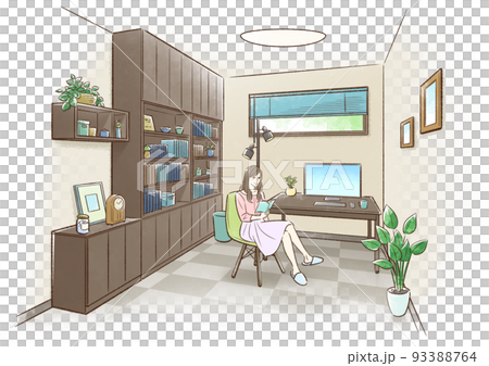 Young woman reading a book in the study Young woman reading a book in the study 93388764
