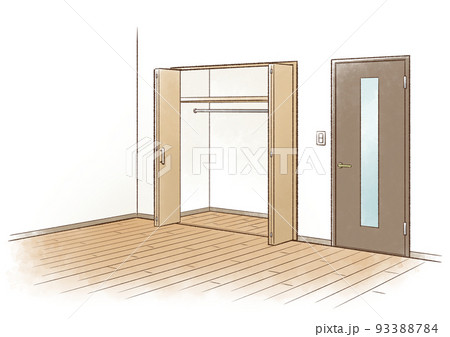 扉が開いたクローゼット＿中身なし 93388784