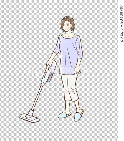 Middle-aged woman vacuuming Middle-aged woman vacuuming 93388787