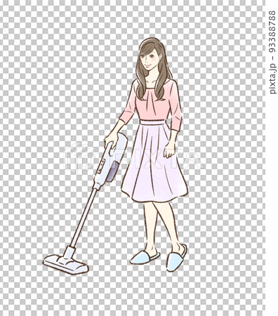 A young lady wearing a vacuum cleaner A young lady wearing a vacuum cleaner 93388788