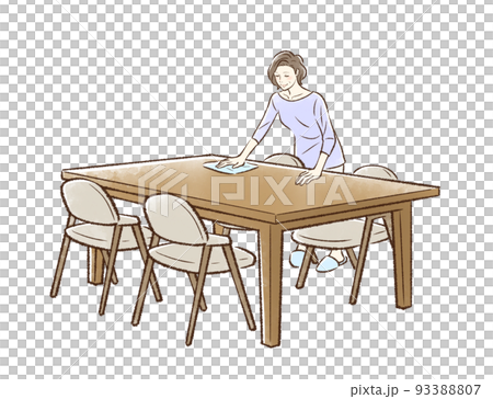 擦桌子的中年婦女_無背景2 93388807