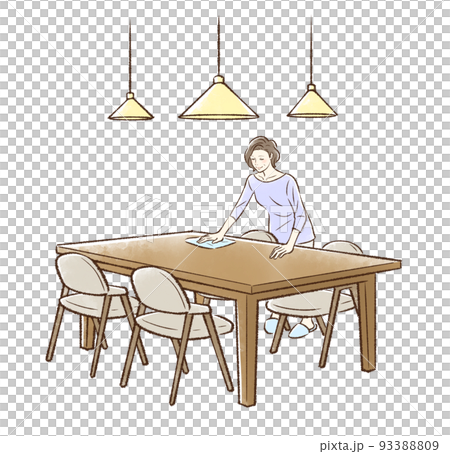 Middle-aged woman wiping the table_no background 1 93388809