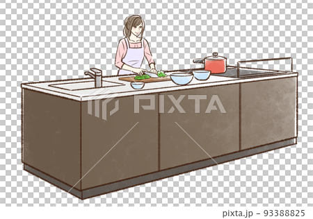 キッチンで料理する若い女性＿背景なし2 93388825