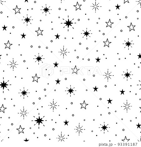 Line star glitter shine of doodle seamless pattern. Star shine glow, spark glitter, sparkle light background. Hand drawn sketch doodle style Line star glitter shine of doodle seamless pattern. Star shine glow, spark glitter, sparkle light background. Hand drawn sketch doodle style 93391187