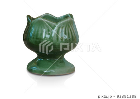 antique small green ceramic vase on white background, object background, decor, vintage, retro, fashion, copy space antique small green ceramic vase on white background, object background, decor, vintage, retro, fashion, copy space 93391388