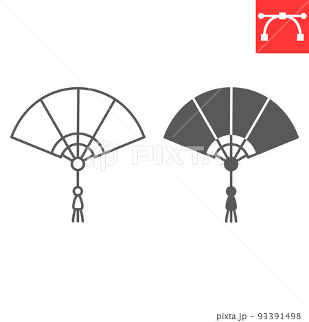 Chinese folding fan line and glyph icon, accessory and tessen, Japenese folding fan vector icon, vector graphics, editable stroke outline sign, eps 10. Chinese folding fan line and glyph icon, accessory and tessen, Japenese folding fan vector icon, vector graphics, editable stroke outline sign, eps 10. 93391498