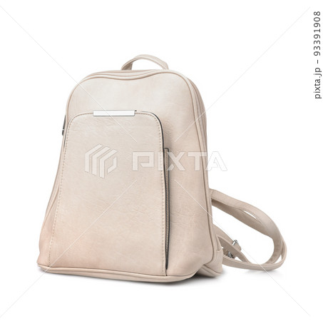 Trendy beige leather female backpack 93391908
