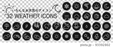 32 weather icon set 06 vector illustration material 93392802