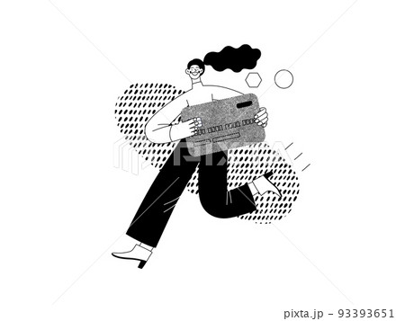 Online payment - Online shopping and electronic commerce series - modern flat vector concept illustration of a young woman holding the credit card. Promotion, discounts, sale and online orders concept 93393651
