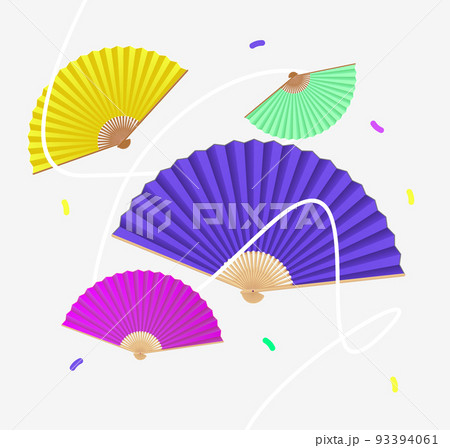 Realistic Detailed 3d Vibrant Color Hand Fans Concept. Vector 93394061