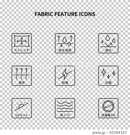 Simple icon set | Functionality of clothes, apparel, fabrics 93394167