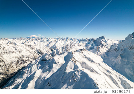 mountain rocky ridge with snow  93396172