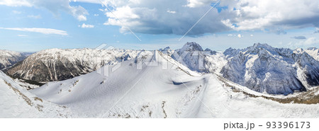 Mountain slope covered with snow in winter  93396173