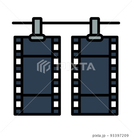 Icon Of Photo Film Drying On Rope With Clothespin 93397209