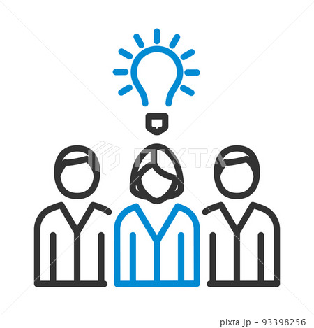 Corporate Team Finding New Idea With Woman Leader Icon Corporate Team Finding New Idea With Woman Leader Icon 93398256
