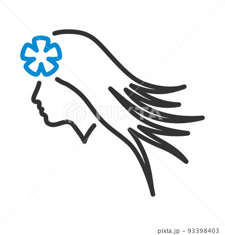 Woman Head With Flower In Hair Icon 93398403