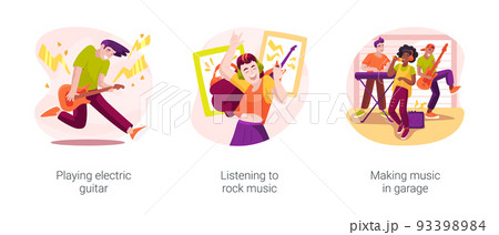Rock music isolated cartoon vector illustration set 93398984