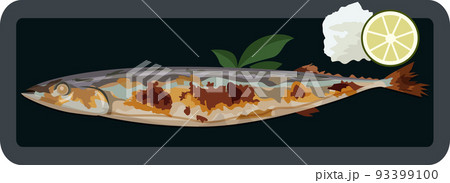 さんまの塩焼きのイラスト素材　ベクター 93399100