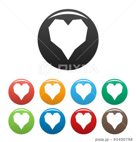 Angular heart icons set color vector 93400798
