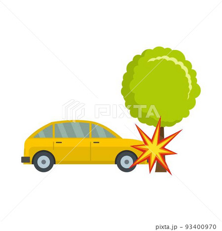 Crashed tree icon, flat style 93400970