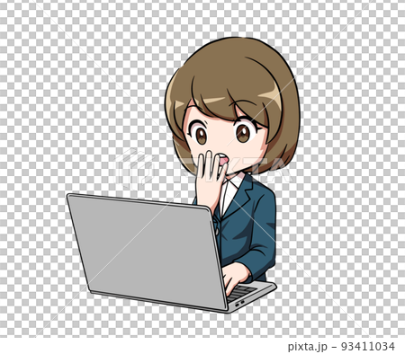 Surprised Computer User Icon A woman in a suit surprised in front of a PC - Stock Illustration ...