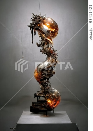 Metal figurine made of scrap, 3d illustration Metal figurine made of scrap, 3d illustration 93411421