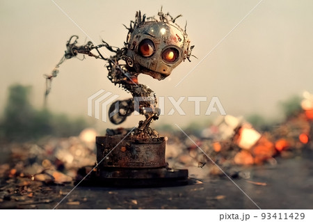 Metal figurine made of scrap, 3d illustration Metal figurine made of scrap, 3d illustration 93411429