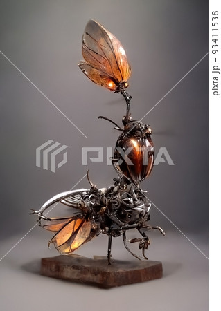 Metal figurine made of scrap, 3d illustration 93411538
