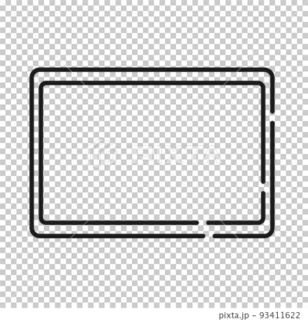 Simple image illustration of a tablet terminal (black and white) 93411622