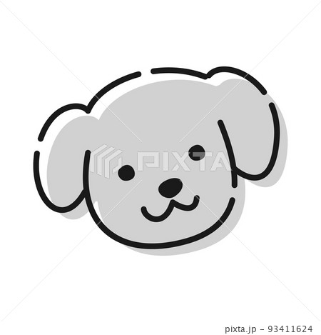 シンプルな犬のイラスト 白黒 のイラスト素材