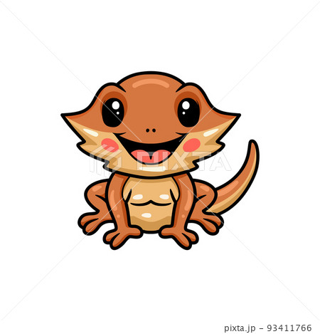Cute little bearded dragon cartoon sitting Cute little bearded dragon cartoon sitting 93411766