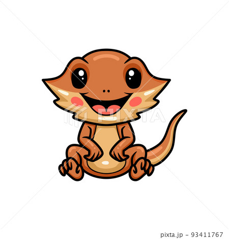 Cute little bearded dragon cartoon sitting Cute little bearded dragon cartoon sitting 93411767
