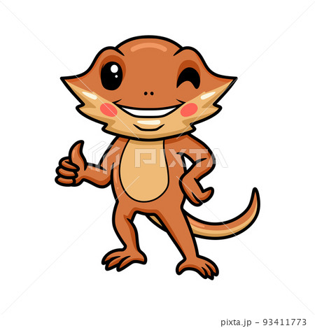 Cute little bearded dragon cartoon giving thumb up Cute little bearded dragon cartoon giving thumb up 93411773