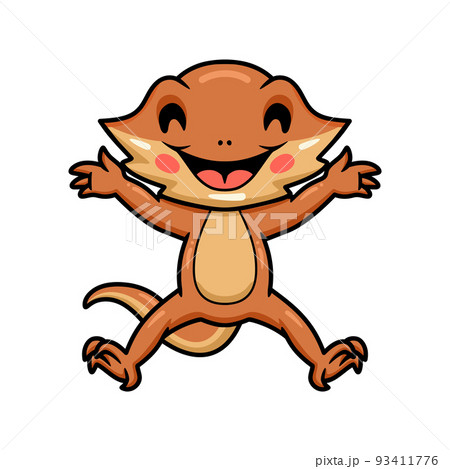 Cute little bearded dragon cartoon posing Cute little bearded dragon cartoon posing 93411776